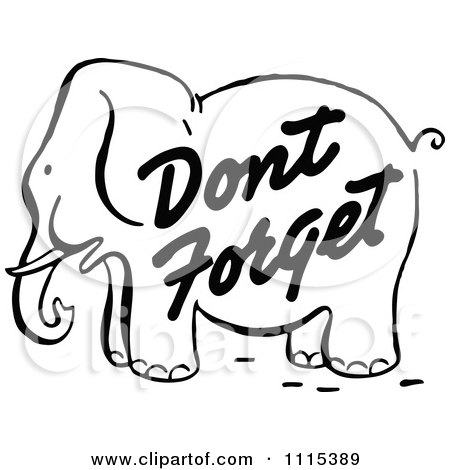 Free Vector Line Drawings on Reminder Elephant   Royalty Free Vector Illustration By Prawny Vintage