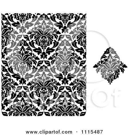 Black  White Bedroom Designs on Clipart Damask Design And Black And White Pattern   Royalty Free