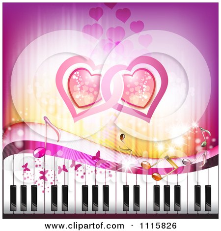 Butterfly Wallpaper on Clipart Pink Piano Keyboard Music Note Heart And Butterfly Background
