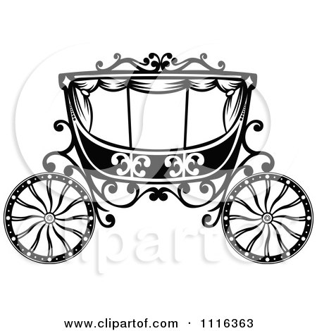 Black  White Wedding Decorations on Clipart Black And White Fairy Tale Romantic Wedding Carriage   Royalty