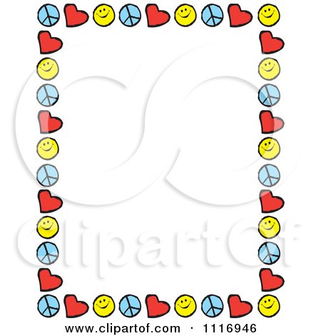 Love Picture Frame on Cartoon Of Peace Love Happiness Border Frame With Copyspace   Royalty
