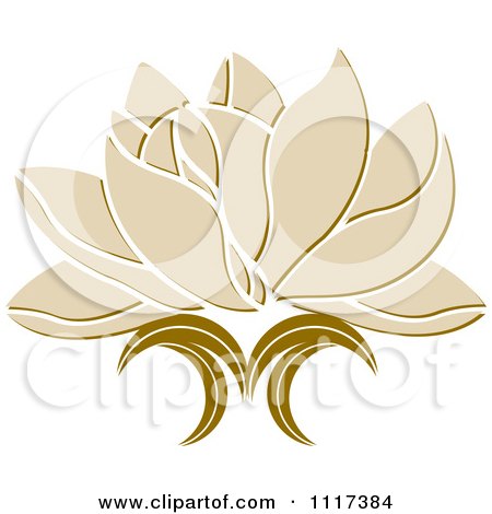 Free Floral Vector on Clipart Of A Beige Lotus Flower   Royalty Free Vector Illustration By