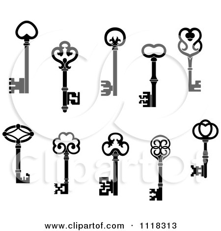 Funny Stock Images on Clipart Of Black And White Antique Skeleton Keys   Royalty Free Vector