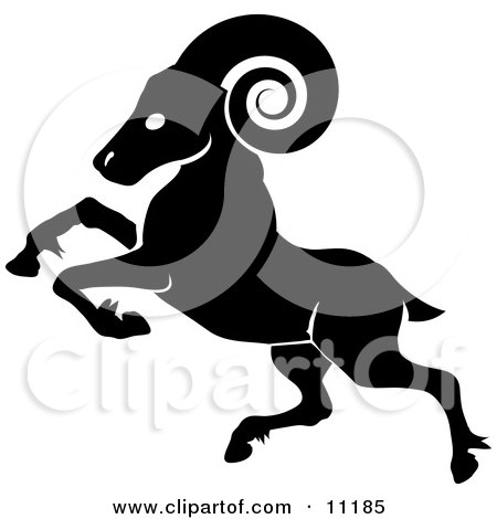Royalty-free animal clipart picture of a black ram rearing up, the capricorn 