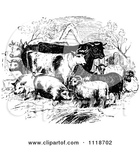   Animals on Farm Animals   Royalty Free Vector Illustration By Prawny Vintage