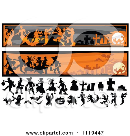 Cartoon Websites on Cartoon Of Halloween Silhouettes And Website Banners Royalty Free