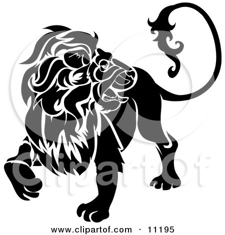 a Lion Looking Back, Leo, Astrological Sign of the Zodiac Clipart 
