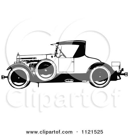 Funny Black  White Pictures on Clipart Of A Retro Vintage Black And White Vintage Car   Royalty Free