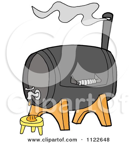 Cartoon Of A Bbq Smoker Grill With A Faucet - Royalty Free Vector