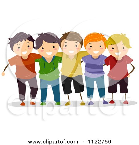 Cartoon Of A Group Of Happy Boys - Royalty Free Vector Clipart by BNP