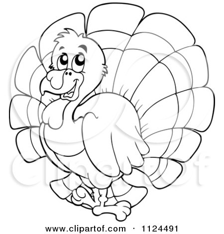 Free Vector Clipart on An Outlined Cute Turkey Bird   Royalty Free Vector Clipart By Visekart