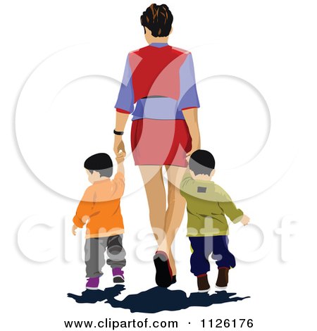 Hands Vector Free Download on Of A Mother Holding Hands And Walking With Twins   Royalty Free Vector