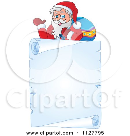 Royalty Free Vector on Santa Over A Frozen Parchment Scroll Royalty Free Vector Clipart Jpg