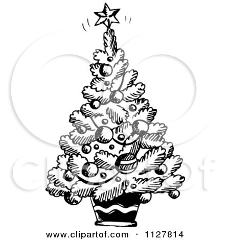 Royalty Free Vector on And White Christmas Tree   Royalty Free Vector Clipart By Visekart