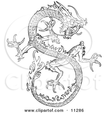 Dragon Coloring Pages on Clipart Illustration Of A Japanese Dragon With Scales  Tangling Itself