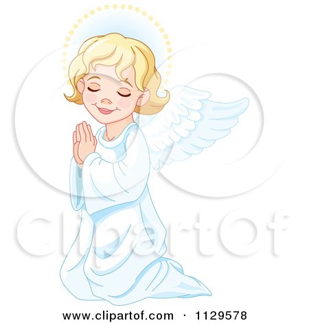 Free Download Vector on Angel Girl Kneeling In Prayer   Royalty Free Vector Clipart By Pushkin