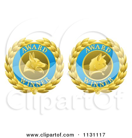 Free Funny  Pictures on Dog Laurel Wreath Pet Award Medals   Royalty Free Vector Illustration