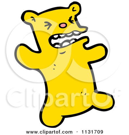 Cartoon Of A Yellow Bear 1 - Royalty Free Vector Clipart by