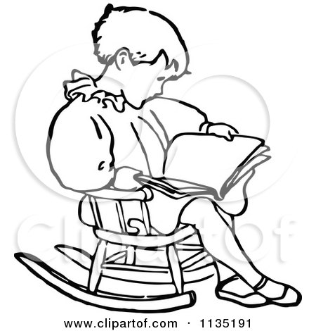 White Chairs on Black And White Boy Reading In A Rocking Chair    By Prawny Vintage