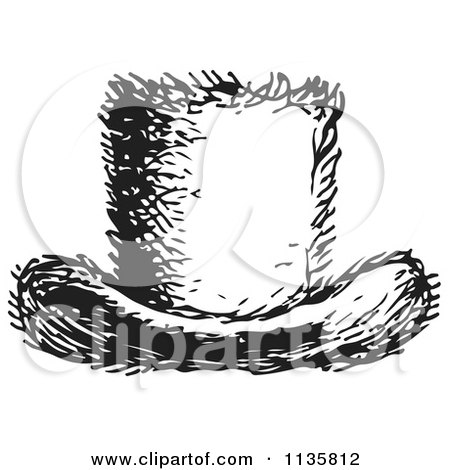 Clipart Of A Retro Vintage Top Hat In Black And White ...