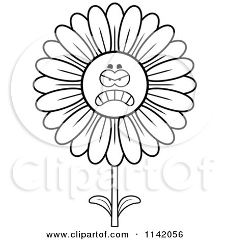 Daisy Flower Picture on Cartoon Clipart Of A Black And White Angry Daisy Flower Character