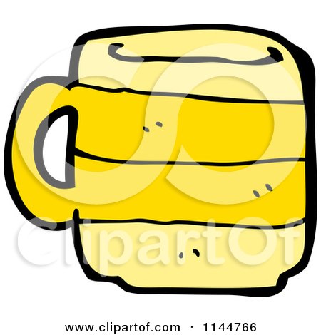 Cartoon of a Yellow Coffee Mug 1 - Royalty Free Vector Clipart by