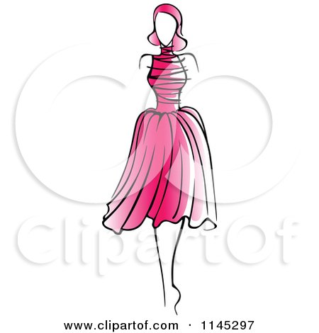 Pink Dress on Clipart Of A Fashion Model In A Pink Dress 2   Royalty Free Vector