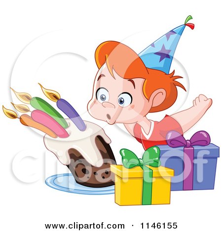 Birthday Cake Clipart on Party Boy Blowing Out His Cake Candles   Royalty Free Vector Clipart