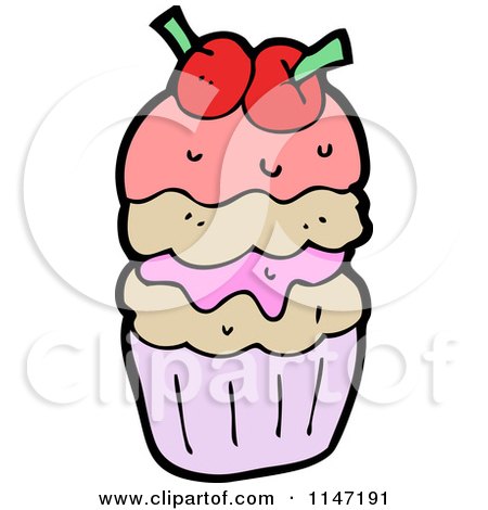 Royalty Free Images on Cartoon Of A Cupcake   Royalty Free Vector Clipart By Lineartestpilot