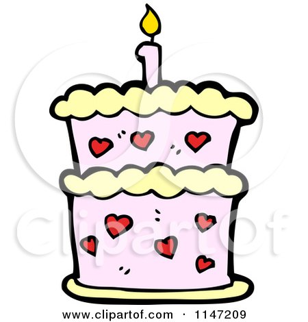 Birthday Cake Cartoon on Cartoon Of A Birthday Cake With Candles   Royalty Free Vector Clipart