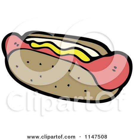 Royalty Free  Pictures on Cartoon Of A Hot Dog With Mustard In A Bun   Royalty Free Vector