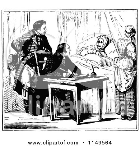 Clipart of a Retro Vintage Black and White Sick Woman and Lawyers ...