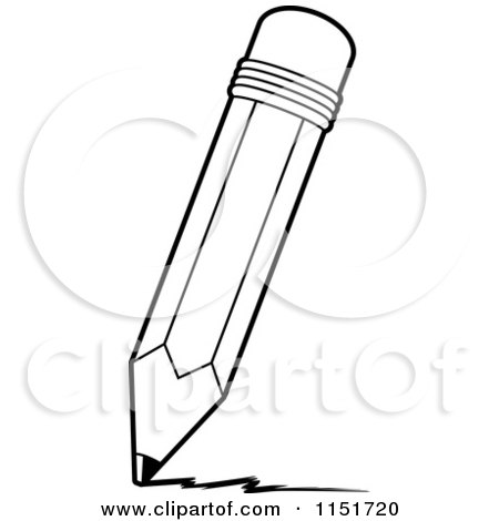 Cartoon Clipart Of A Black And White Pencil Writing ...