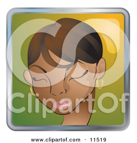  Pretty African American Woman With Her Eyes Closed Clipart Illustration