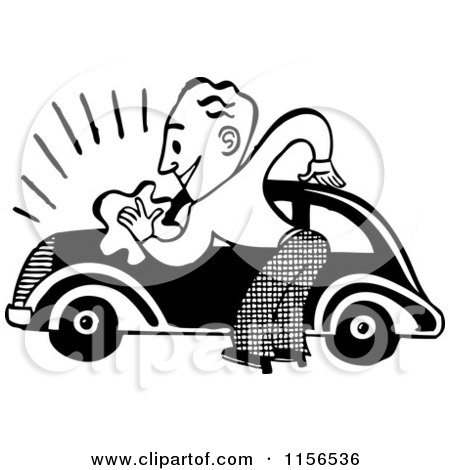 Royalty-Free Vector Clip Art Illustration of a Happy Car In A Car Wash