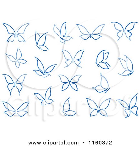 Clipart of Simple Navy Blue Butterflies - Royalty Free Vector