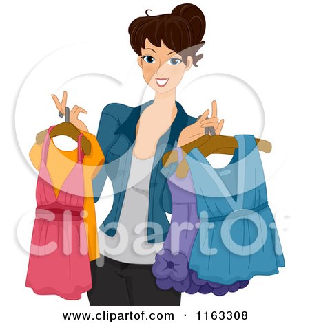 http://images.clipartof.com/small/1163308-Cartoon-Of-A-Happy-Woman-Holding-Clothes-On-Hangers-Royalty-Free-Vector-Clipart.jpg