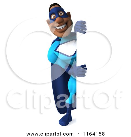 Clipart of a 3d Black Super Hero Man in a Blue Costume, Juggling