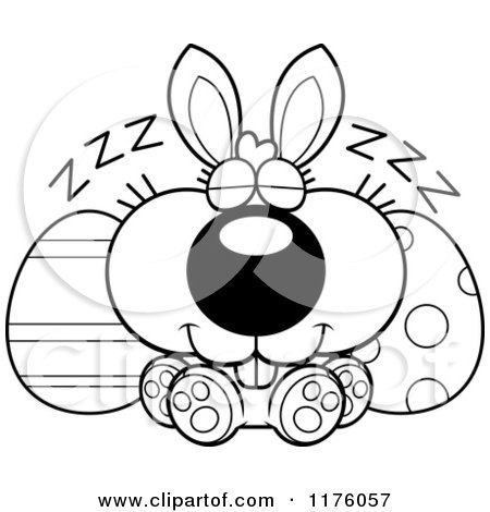 Black and White Cartoon Easter Bunny