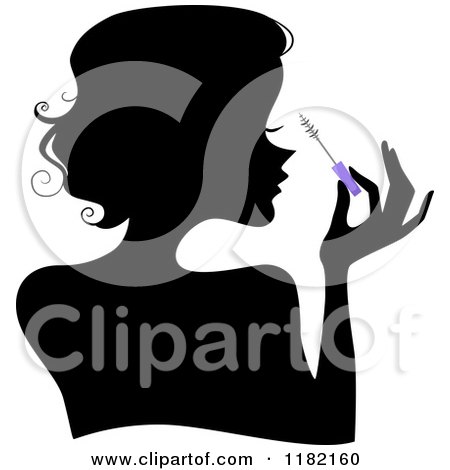 Purple Mascara on Woman Applying Mascara From A Purple Brush    By Bnp Design Studio