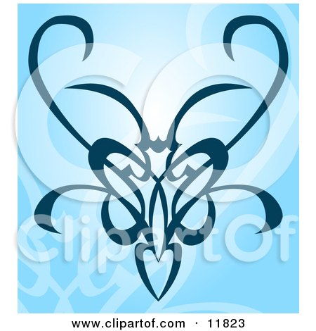 Royalty-free clipart picture of a tattoo design on blue.