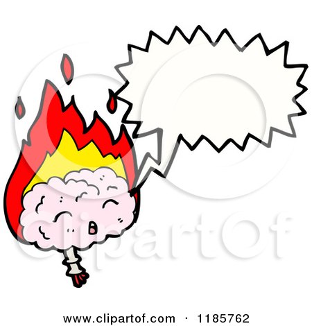 Cartoon of a Man with His Brain on Fire - Royalty Free Vector