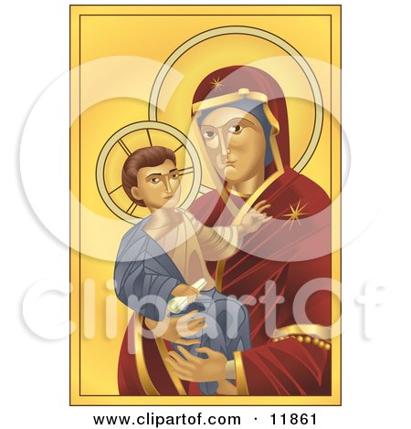  Saint Mary, Mary of Nazareth, Mother of Jesus, holding baby Jesus.