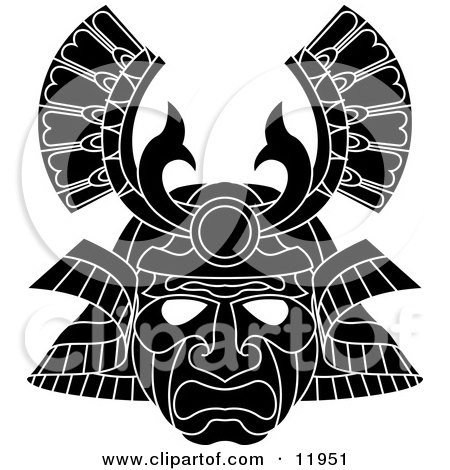 Royalty-free clipart picture of an asian Samurai warrior mask.