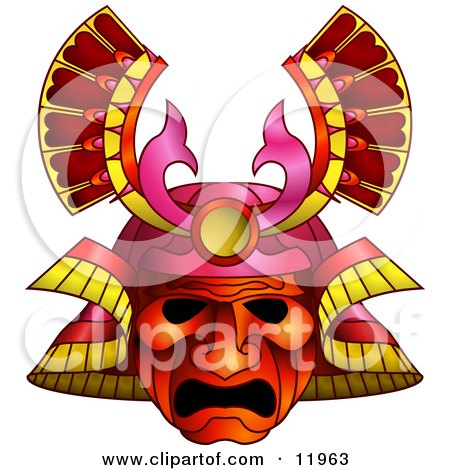 Asian Samurai Warrior Mask Clipart Illustration by Geo Images