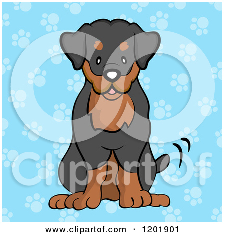 rottweiler dog cartoon clipart sitting tail pooping paw wagging puppy vector royalty prints