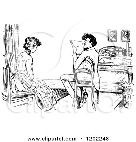 http://images.clipartof.com/small/1202248-Clipart-Of-A-Vintage-Black-And-White-Young-Couple-At-Home-Royalty-Free-Vector-Illustration.jpg