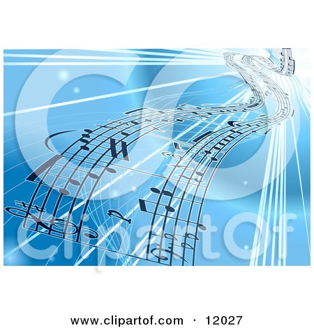 Music on Background Of Sheet Music Over Blue Clipart Illustration By Geo Images