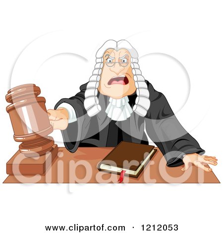 judge cartoon clipart wig his gavel slamming angered royalty down poster prints leaning desk over print rf illustrations pushkin clipartof