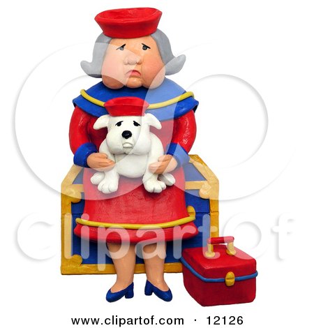 Puzzles Online on 3d Granny Sitting On A Chest With Her Lookalike Bulldog By Amy